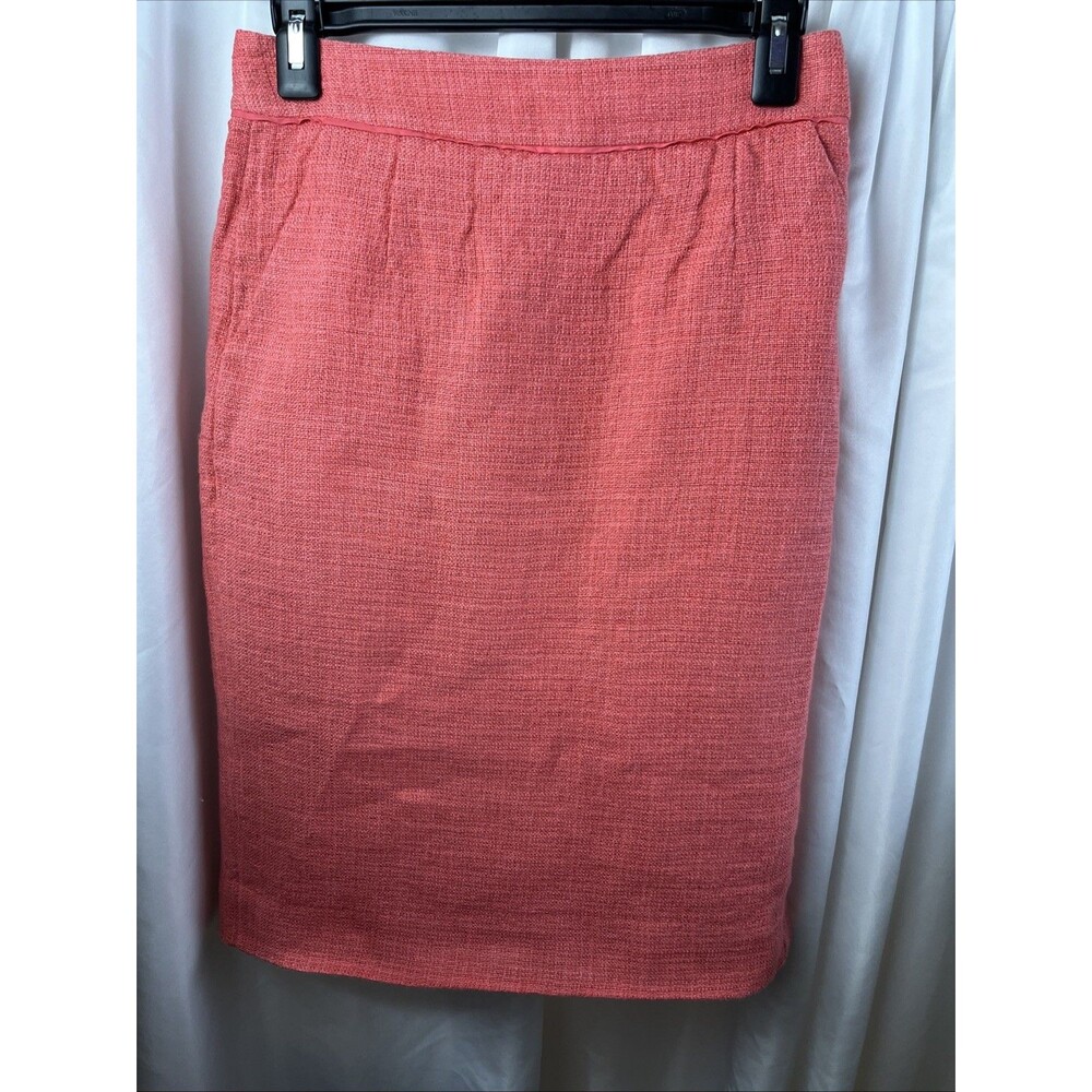 J Crew Women’s Coral Textured Pencil Midi Skirt Size 6 Mermsidcore Officecore